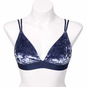 VICTORIA’S SECRET PINK Unlined Blue Strappy Velour Bra Size L
